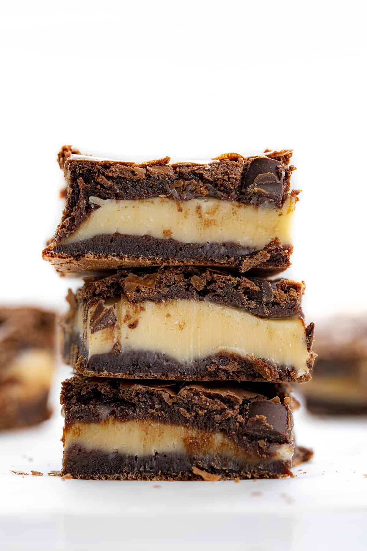 24 Hour Caramel Brownies are homemade brownies with a layer of caramel baked in between and topped with chocolate morsels. Brownies, Chocolate Brownies, Chocolate Caramel Brownies, Real Caramel Brownies, Dessert, Baking, Chilled Brownies, Challenge Butter, Ooey Gooey Brownies, i am baker, iambaker Stacked 24 Hour Caramel Brownies