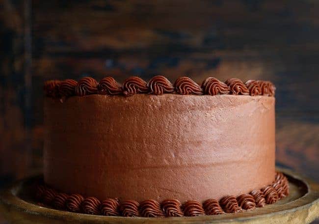 This Perfect chocolate cake has been handed down through generations! Baking, Chocolate Cake, Chocolate Frosting, Cake Decorating, Layer Cake, Dessert, Frosting, i am baker, iambaker, recipes Chocolate Cake on Cake Stand