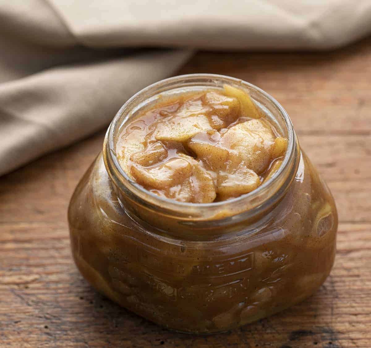 Apple Pie Filling is better than any pie filling you can buy at the store and is perfect for homemade apple pie, desserts, and even as a topping for ice cream! Apple Pie Filling, Pie Filling, How to Make Apple Pie Filling, Easy Apple Pie Filling, Pies, Baking, Cooking, Recipes, Apple Recipes, i am baker, iambaker Apple Pie Filling in a Jar