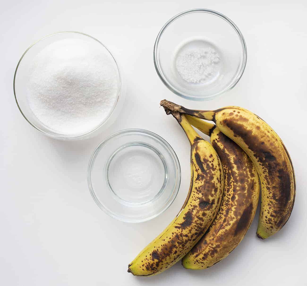 Make your own homemade banana simple syrup to sweeten your favorite drink or pour over a bowl of ice cream! banana simple syrup, simple syrup, homemade banana simple syrup, i am baker Ingredients for Banana Simple Syrup