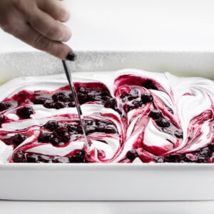 Swirling Blueberry Syrup Through Homemade Marshmallows.