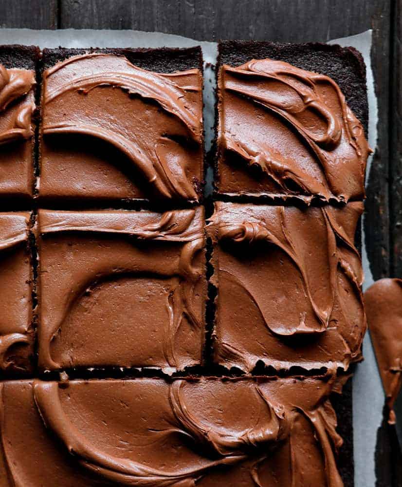 If you are looking for a UNIQUE recipe that packs a chocolate punch, this is the recipe for you! #chocolatecake #oldfashionedchocolatecake #recipes #baking #chocolate #perfectchocolatecake #chocolatefrosting #creamychocolatefrosting #iambaker Cutting Pieces of Chocolate Cake