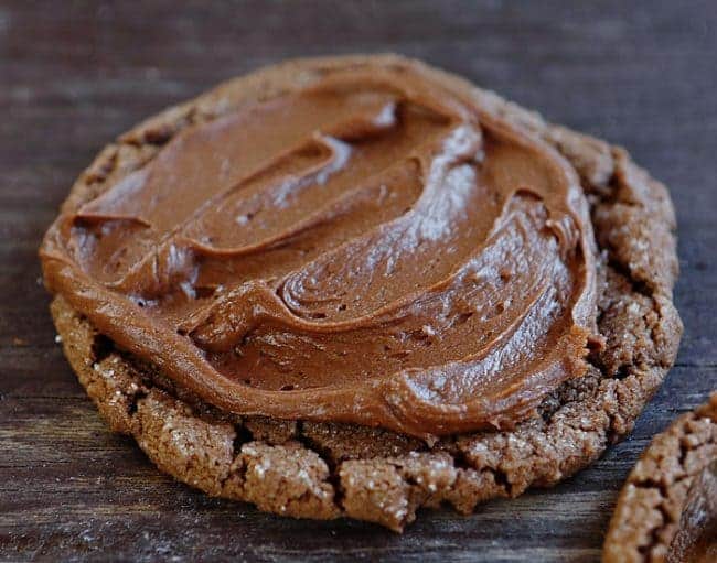 These fantastic chocolate cookies are paired with the most perfect chocolate frosting. Sometimes cherry frosting too! baking, cookies, cookie recipes, chocolate cookies, dirt ball cookies, iambaker One Dirty Chocolate Cooking