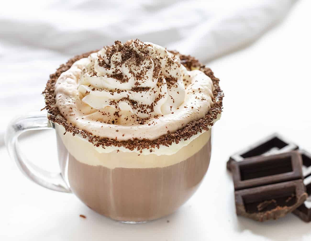 The ultimate cocktail!! Easy ingredients and so refreshing! Drunken Snowman, Cocktails, Alcohol, New Years Eve Drink Idea, Cocktail Ideas, drink ideas for NYC, how to make a drink, i am baker Drunken Snowman Drink Recipe next to Shaved Chocolate