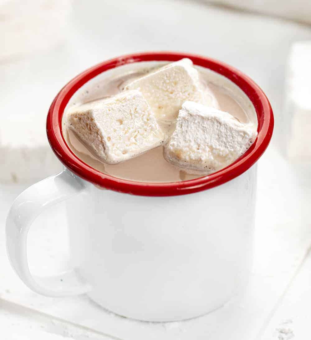 Homemade Marshmallows are better than any you can buy at the store, and they can be made as big or as small, or in any shape, you want! Marshmallows, Homemade Marshmallows, How to Make Marshmallows, Vanilla Marshmallows, i am baker, iambaker, recipes, hot cocoa Hot Cocoa with Mini Homemade Marshmallows