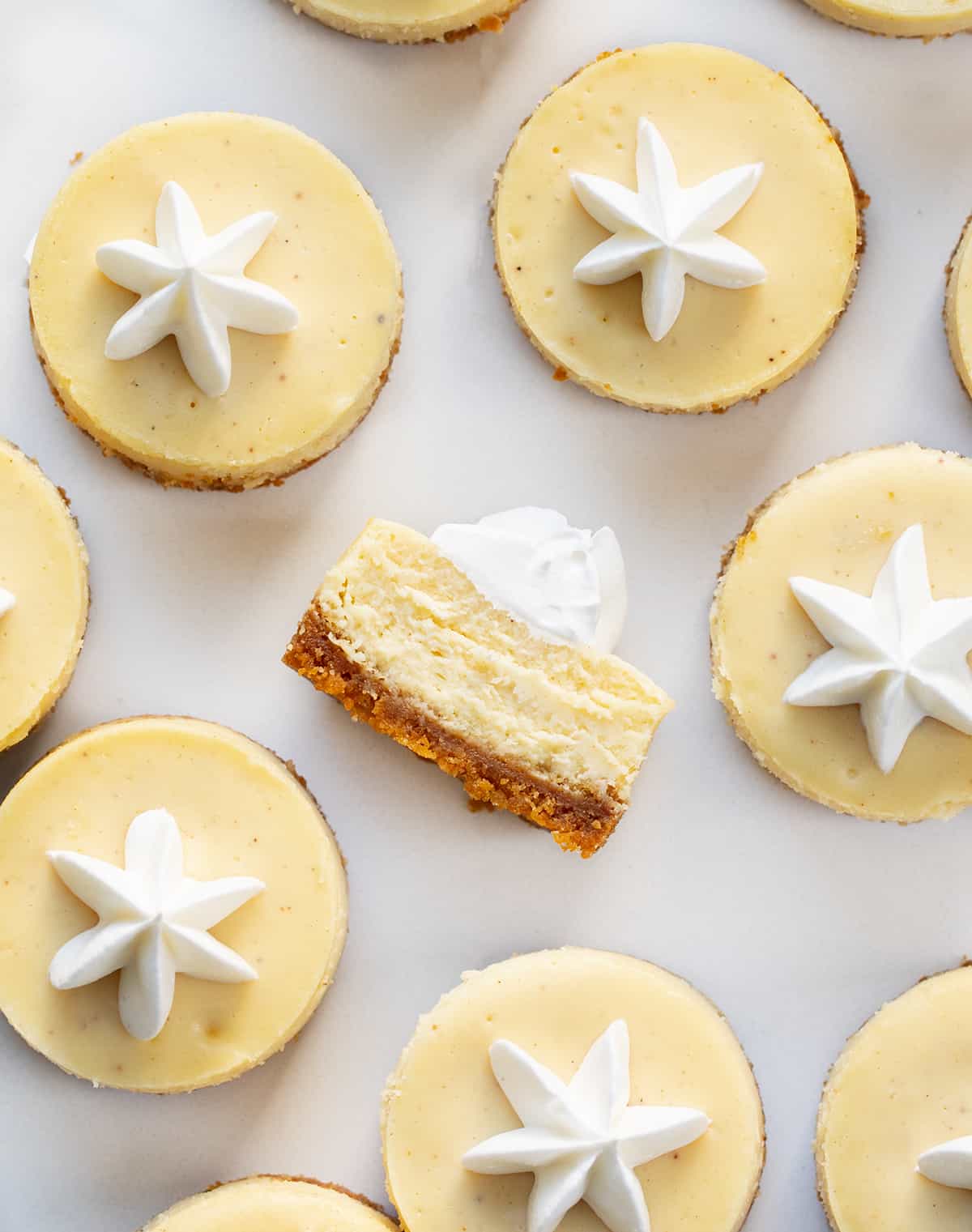 With the holidays here, the more snacks, desserts, and appetizers you can make, the better! These mini eggnog cheesecakes cover all the bases. They are easy finger food, they can be added to a Christmas dessert charcuterie board (all the rage right now), and are also perfect New Year's Eve appetizers! In addition, it doesn't get more festive than using eggnog in the mini cheesecakes.
