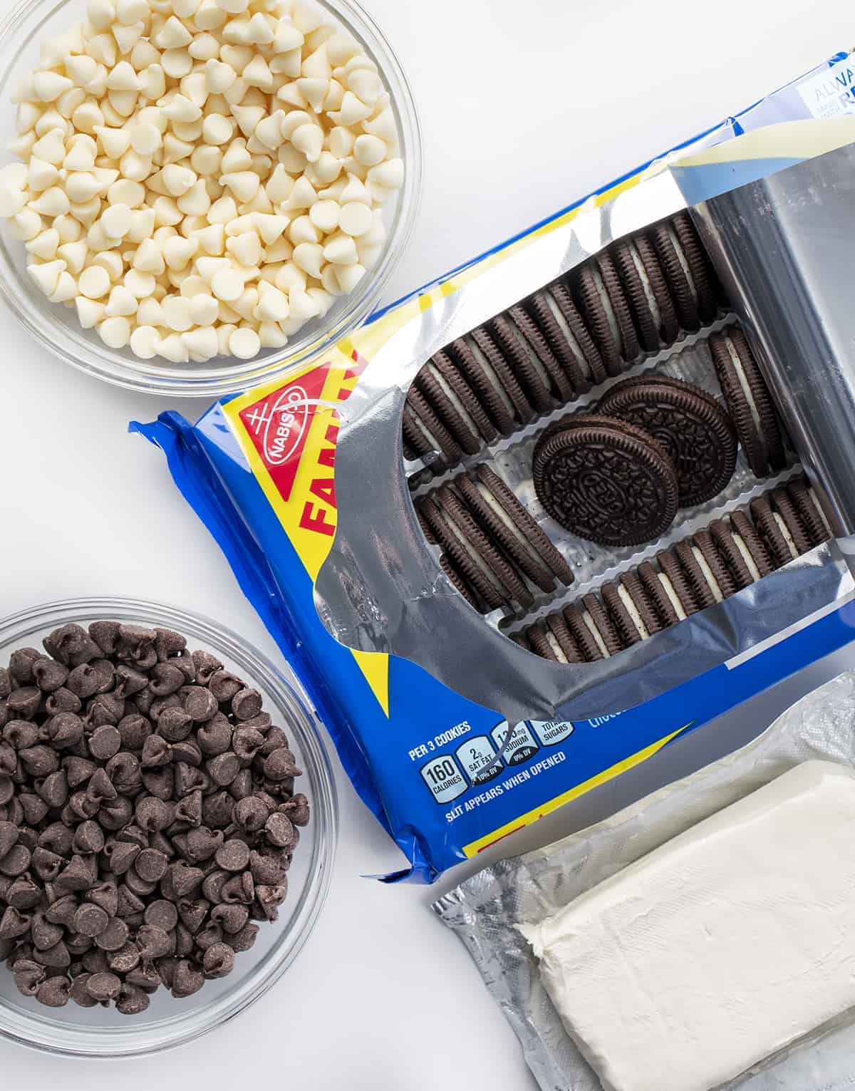 Oreo Truffles are a sweet treat made with crushed Oreo cookies and cream cheese, coated in melted semisweet chocolate. Dessert, Snack, Oreo Balls, Oreo Truffles, Oreo treats, oreo recipes, bbq, superbowl food, finger food, baking, no bake, no bake recipes, i am baker, iambaker Oreo Balls Raw Ingredients from Overhead