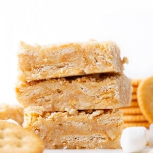 Stack of Ritz Crispies with Ritz Crackers and Marshmallows Around It. Dessert, Snack, 3 Ingredient Dessert, No Bake Dessert, Easy Dessert, After School Snack, Kid Dessert, i am baker, iambaker